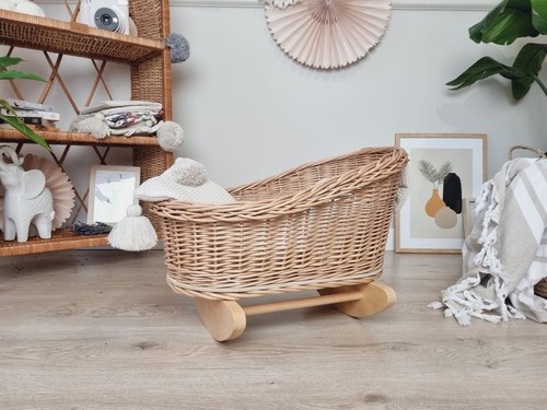 Wicker doll cradle natural - doll,