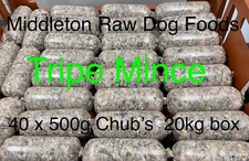 Frozen Minced Green  Tripe 40x500g Chubs/Rolls 20KG (44lbs) for dogs BARF / RAW