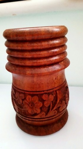 Vintage wooden vase hand made - vase,