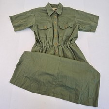 MARCHESA Dress 10 Green Women's Cotton Shirt Style Front Pockets