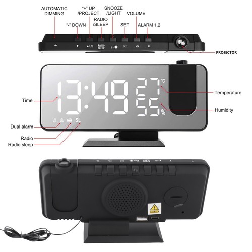 Digital projection alarm clock - alarm,