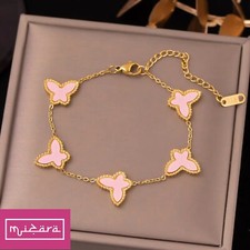 Mizara 18k Gold Plated Butterfly Stainless Steel Bangle Designer H Tory Cleef LV