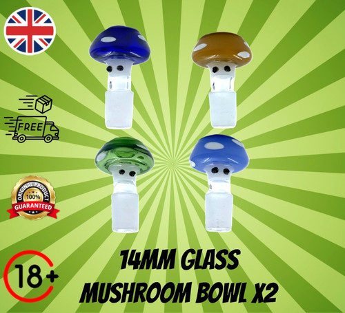 14mm glass mushroom bowl - 14mm, x2|