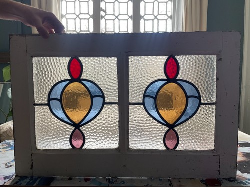 Antique art nouveau stained - art,