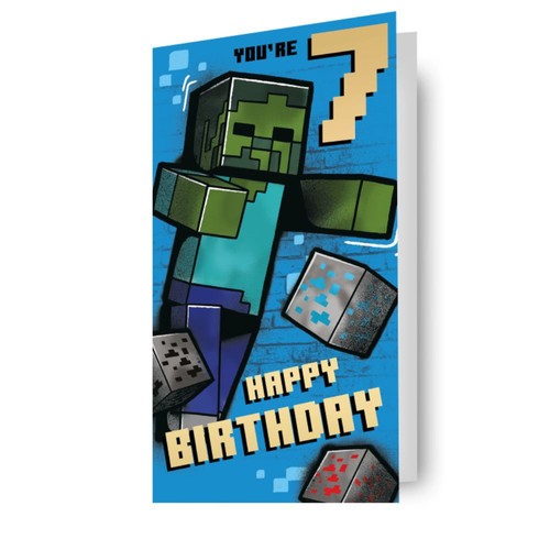 Minecraft age birthday card - minecraft,
