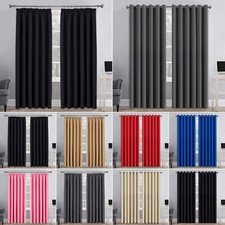 THERMAL BLACKOUT CURTAINS READY MADE EYELET RING TOP OR PENCIL PLEAT + TIE BACKS