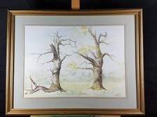 ORIGINAL WATERCOLOR PAINTING – “TWO TREES” – SIGNED “TINA” –DATED JUNE (19)73 ?