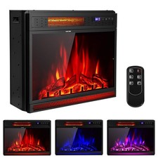 25’’ Electric Fireplace Insert 1800W Recessed Electric Heater W/ 3 Colors Light