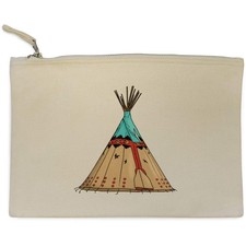 'Native American Tipi' Canvas Clutch Bag / Accessory Case (CL00037627)