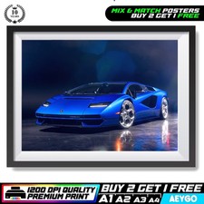 LAMBORGHINI COUNTACH Wall Art Print Poster Super Sport Car Large Size A4 A3
