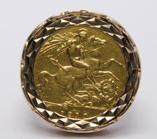 1910 Gold Half Sovereign & 9ct