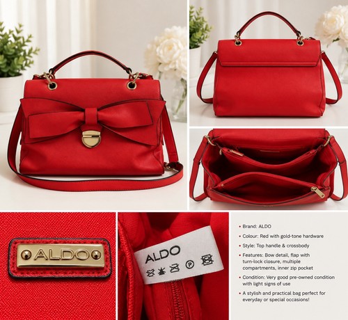 Aldo red bow - detail, satchel
