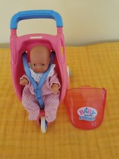 Vintage Mini Baby Born Doll & Buggy