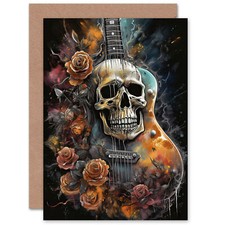 Guitar With Roses and Skull