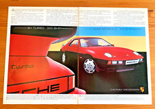 PORSCHE 911 TURBO + 928 1980s FRAMEABLE COLLECTIBLE ORIGINAL CLASSIC CAR ADVERT