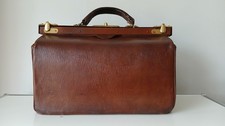 Original Vintage Antique Brown Leather Gladstone Doctors Bag Holdall VGC