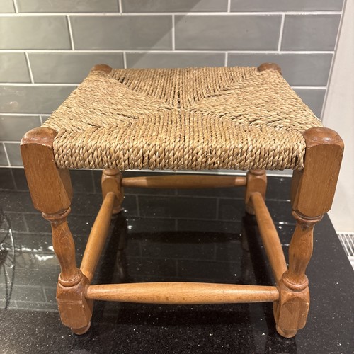 Vintage wooden stool woven - vintage,