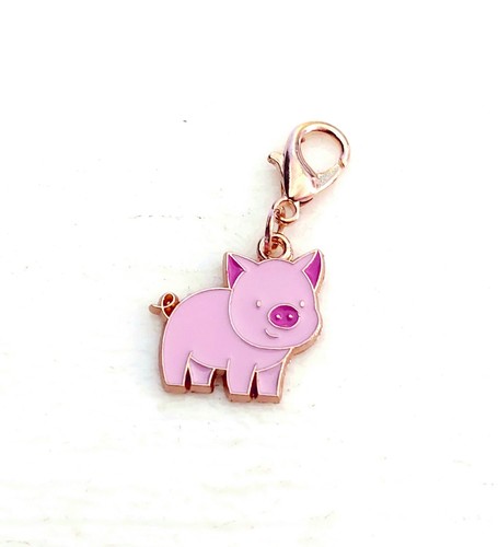 Pig keyring enamel - pig, bag