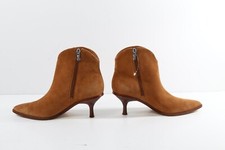 Sigerson Morrison Ankle Boots Booties Brown Suede Kitten Heel Western Size 37