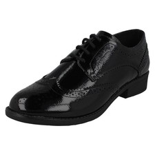 Ladies Spot On Patent Lace Up