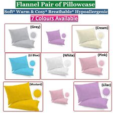 Flannel Pair of Pillowcase Pure Brushed Cotton High Quality Thermal Pillowcases.