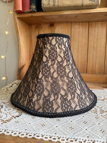 Vintage black lace fabric - black,