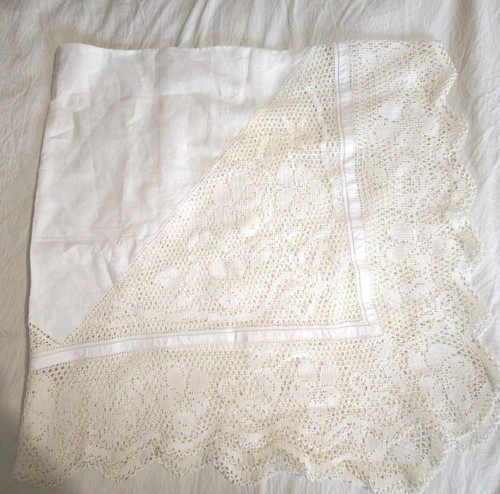 Vintage linen tablecloth - vintage, hand