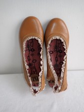Fly London Tan Brown Leather Slingback Shoes Low Heel Size UK 5 EUR 38 