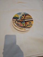 Vintage Ideal Chalkware Cottage Art Wall Plaque Plate