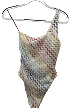 Missoni One Shoulder Zig Zag Pattern Swimsuit Swim Suit Bathing Suit Bodysuit 42