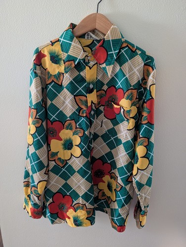 Vtg 60s floral - vtg, button