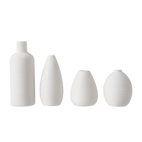 4pcs white ceramic flower - ceramic, vase
