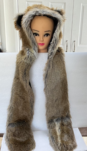 Faux fur animal - faux, hood
