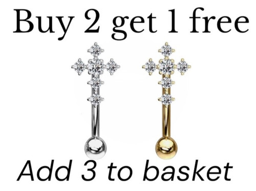 Crystal cross eyebrow bar