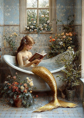 Mermaid reading victorian - in,