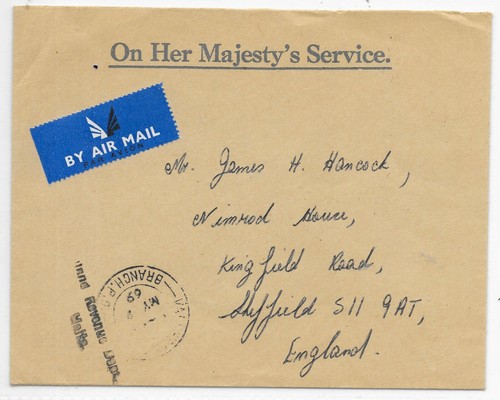 Malta cover 9 5 69 - o.h.m.s.cover, 9/5/69