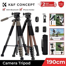 K&F Concept 2-in-1 Portable Camera Tripod 190cm/75'' with Phone Holder Bluetooth