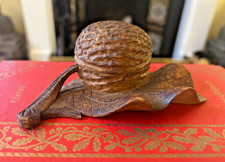 Antique Black Forest–style carved walnut trinket box (c.1900)