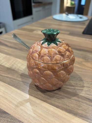 Vintage pineapple sugar bowl - vintage,