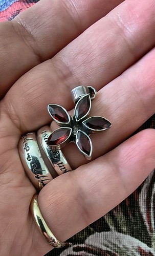Sterling silver garnet - sterling, flower