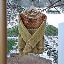 🔥Womens Winter Warm Sweater Patterned Pullover Fair Isle Jumper Long Sleeve New