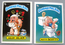 GPK Series One UK Garbage Pail Kids Sticker, 1985 #'s 14a & 15a  Condition VG+