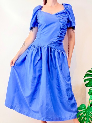 Vintage blue prom dress with - blue,