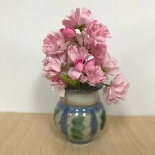 Tintagel Pottery Small Vase Pot Cornwall Studio Blue & Green Glaze 9cm Tall