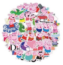 50 x Peppa Pig Vinyl Waterproof Stickers Graffiti Phone Book Laptop UK Seller
