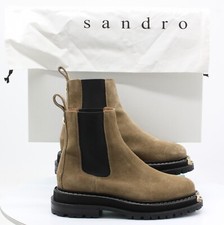 SANDRO WOMENS CHELSEA BOOTS BRASS DETAIL UK 5 EU 38 BROWN RRP £369 AD