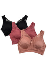 Rhonda Shear 3-pack Pin-Up Bra w/ Removable Pads Pinks