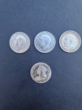 4 X Pre 1920 3d Coins, George V and Victorian. 0.925 Sterling Silver