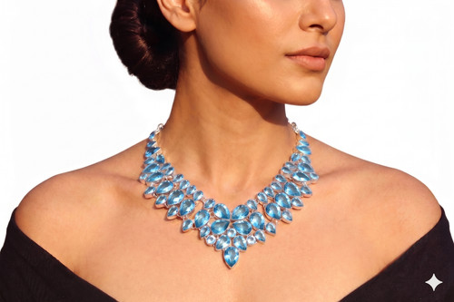 Blue aquamarine necklace 925 - blue,
