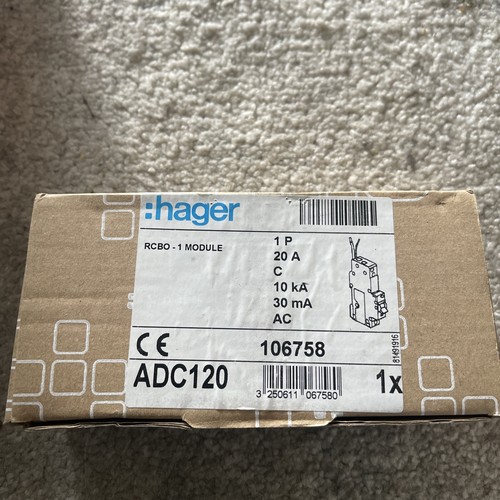 Hager adc120 rcbo 20a - type, c